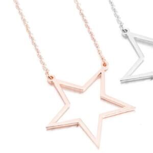 Stars Hollow Necklace — Waterproof Stainless Steel in Rose Gold